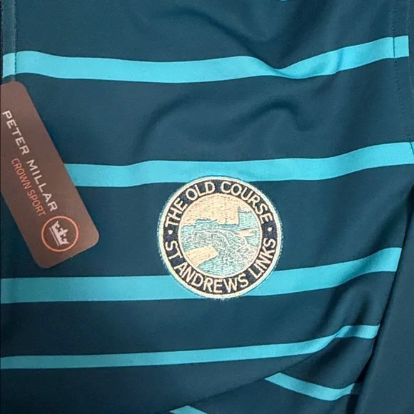 St. Andrews Scotland Swilcan Bridge Peter Millar Pullover Zip Shirt - M Unworn